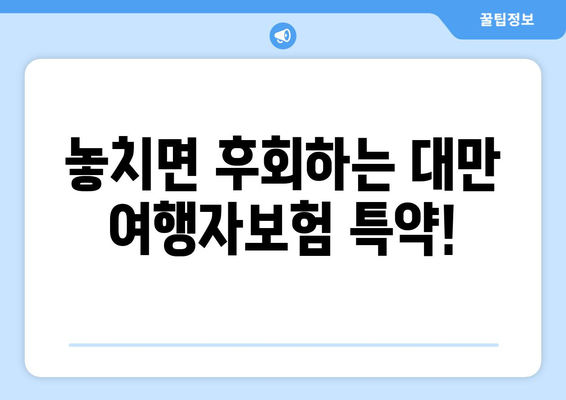 대만 3박 4일 여행, 항공권 예약과 함께 챙겨야 할 보험! | 여행자보험, 필수 보장, 가입 팁